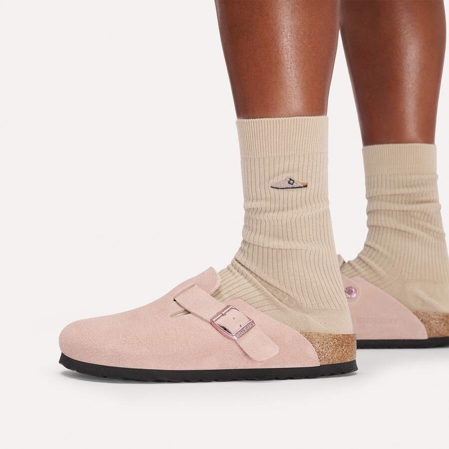 Boston Soft Footbed Suede Leather - Light Rose