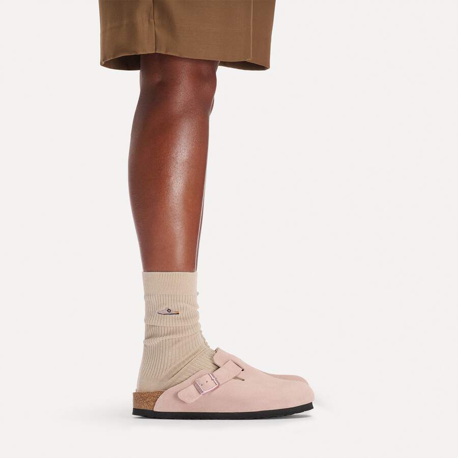 Boston Soft Footbed Suede Leather - Light Rose