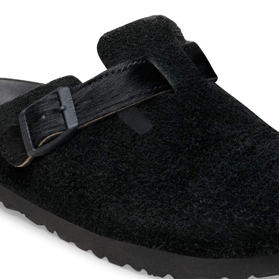 Boston Suede Leather/Fur - Black