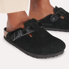 Boston Suede Leather/Fur - Black