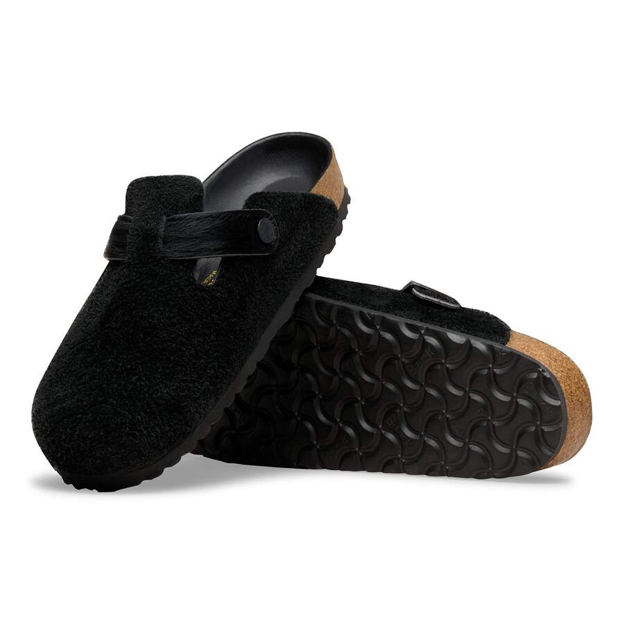 Boston Suede Leather/Fur - Black