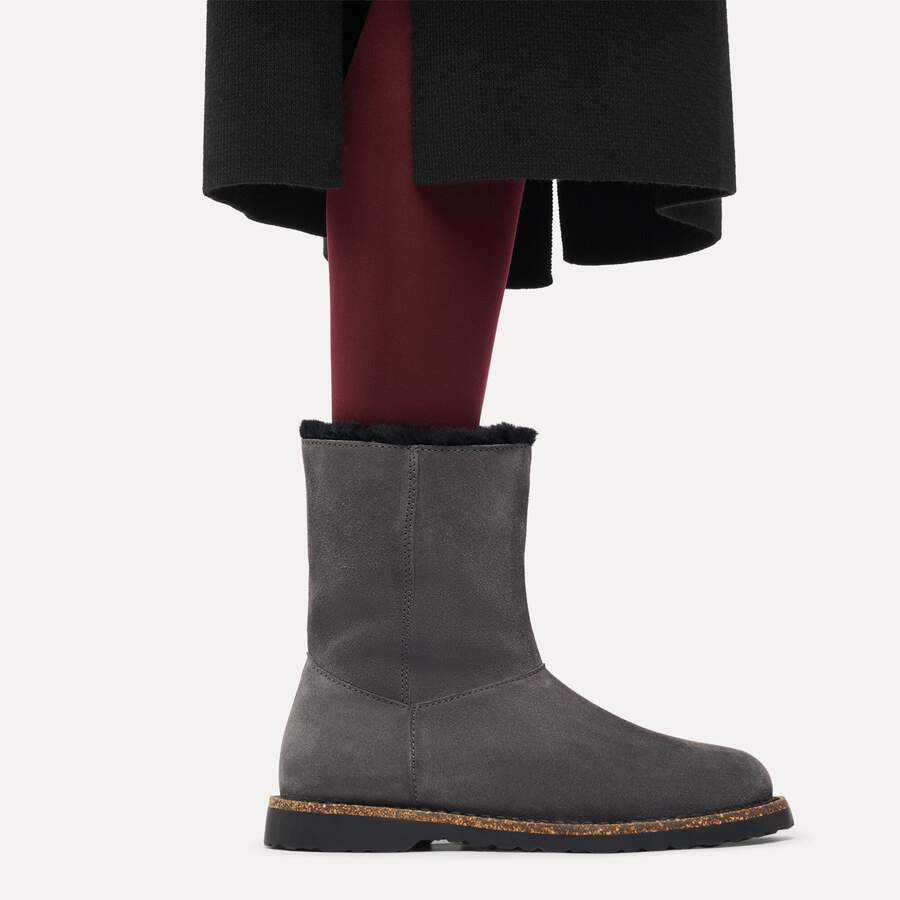 Uppsala Zip Shearling Suede Leather - Charcoal