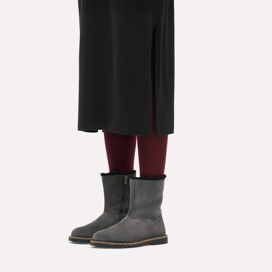 Uppsala Zip Shearling Suede Leather - Charcoal