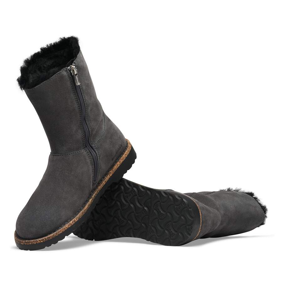 Uppsala Zip Shearling Suede Leather - Charcoal