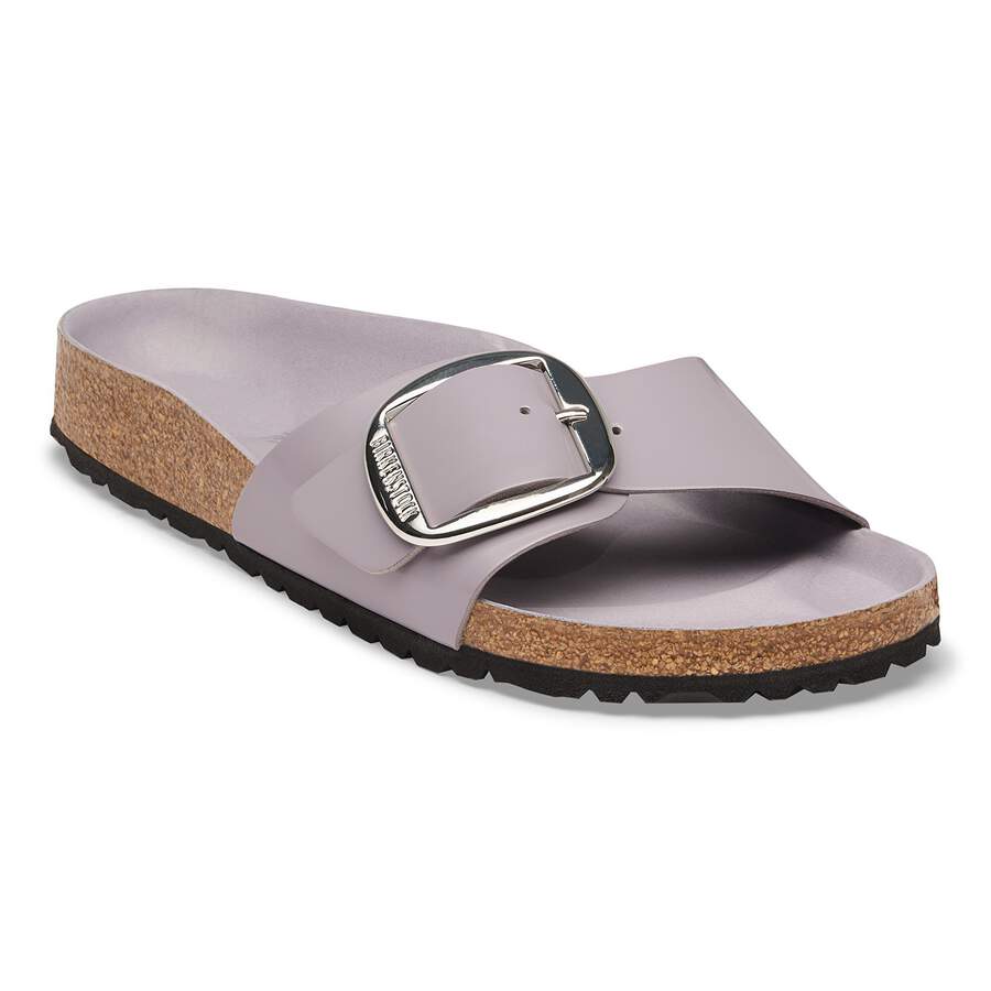 Madrid Big Buckle Natural Leather Patent - High-Shine Lavender Sky