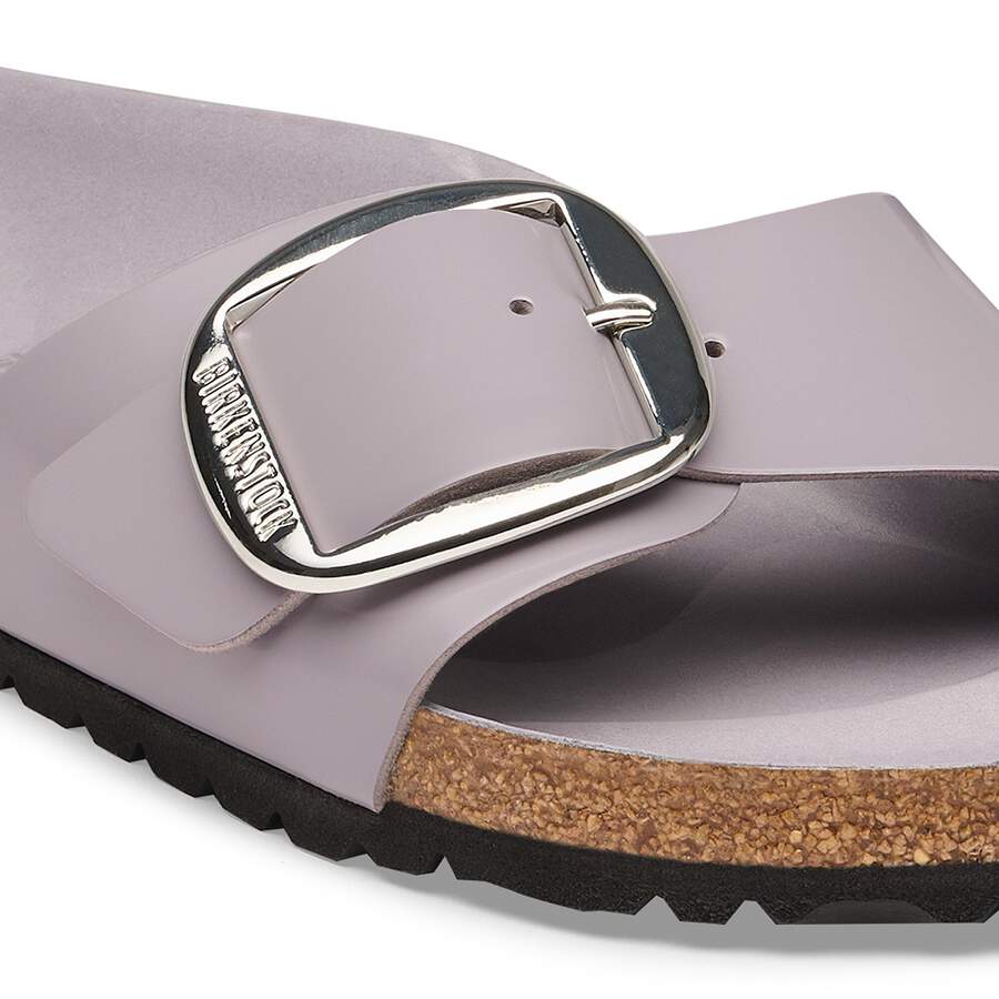 Madrid Big Buckle Natural Leather Patent - High-Shine Lavender Sky
