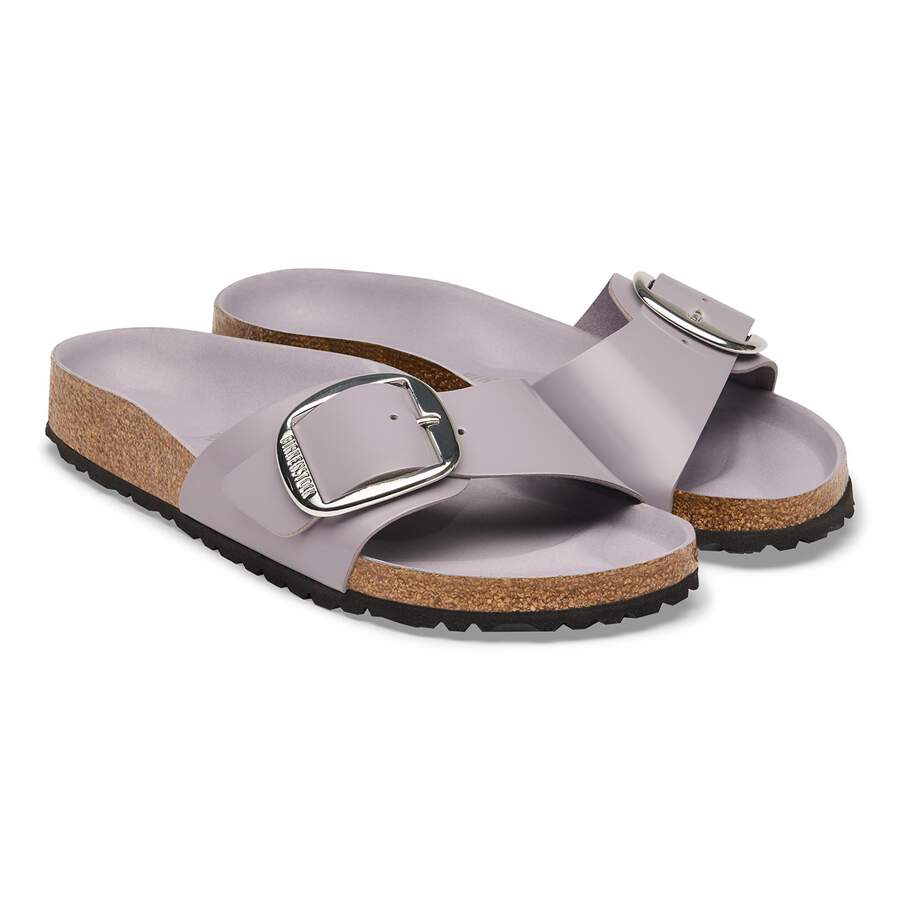 Madrid Big Buckle Natural Leather Patent - High-Shine Lavender Sky