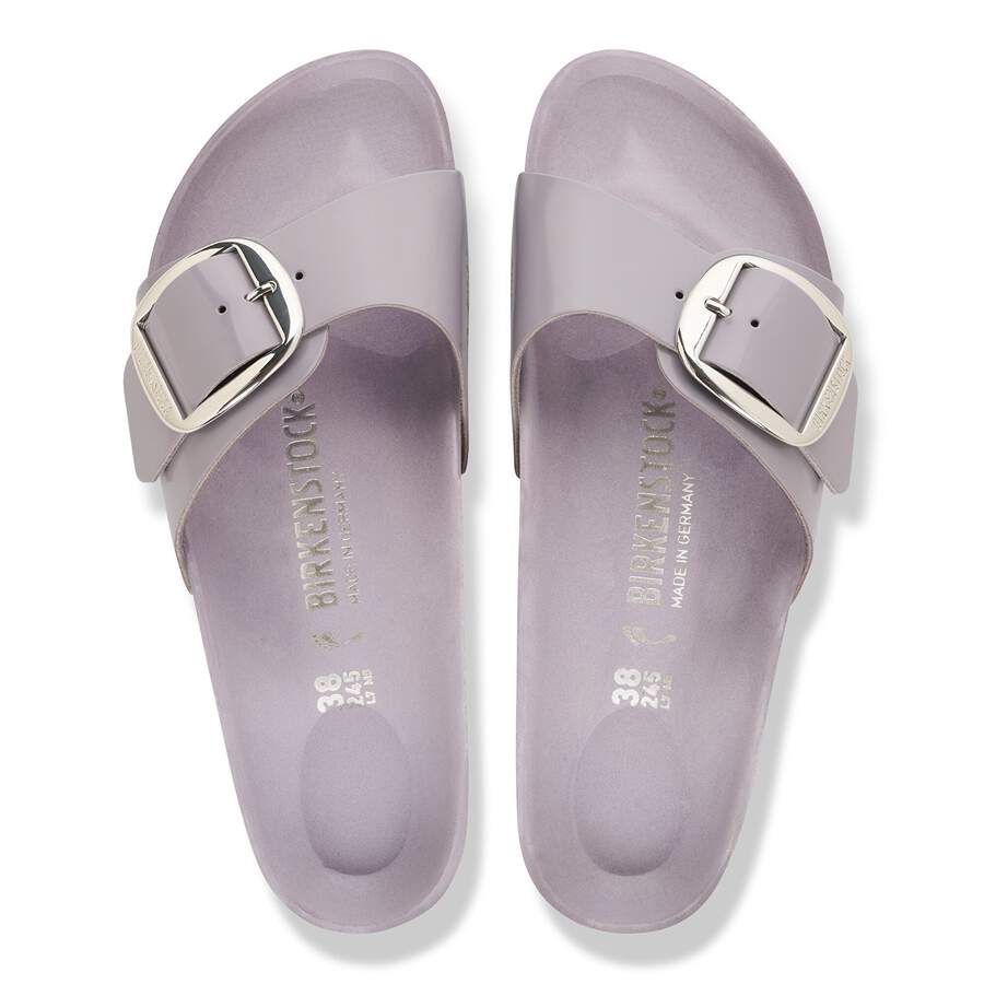 Madrid Big Buckle Natural Leather Patent - High-Shine Lavender Sky