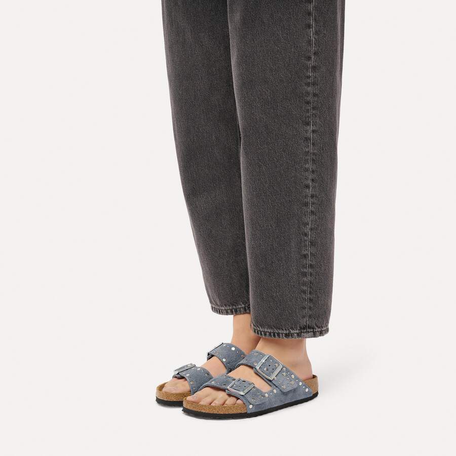 Arizona Rivet Suede Leather - Stone Blue