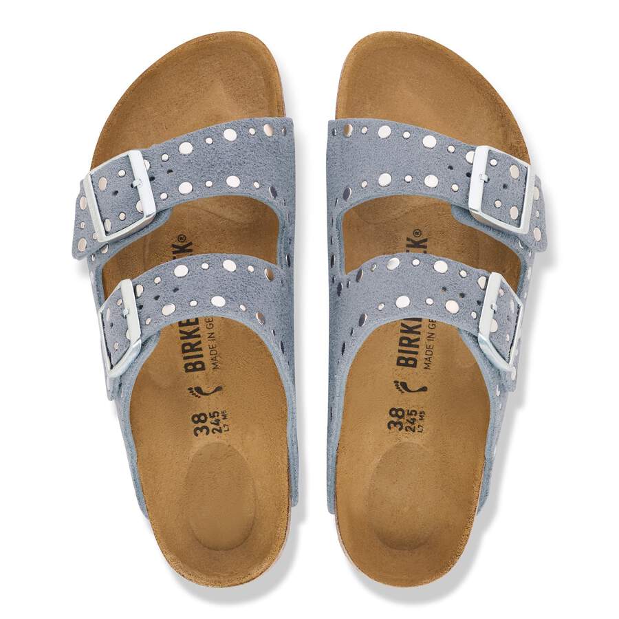 Arizona Rivet Suede Leather - Stone Blue