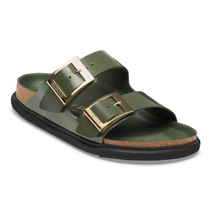 Arizona Droplet Buckle Natural Leather Patent - High-Shine Thyme