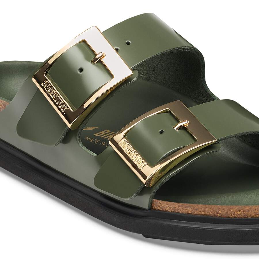 Arizona Droplet Buckle Natural Leather Patent - High-Shine Thyme