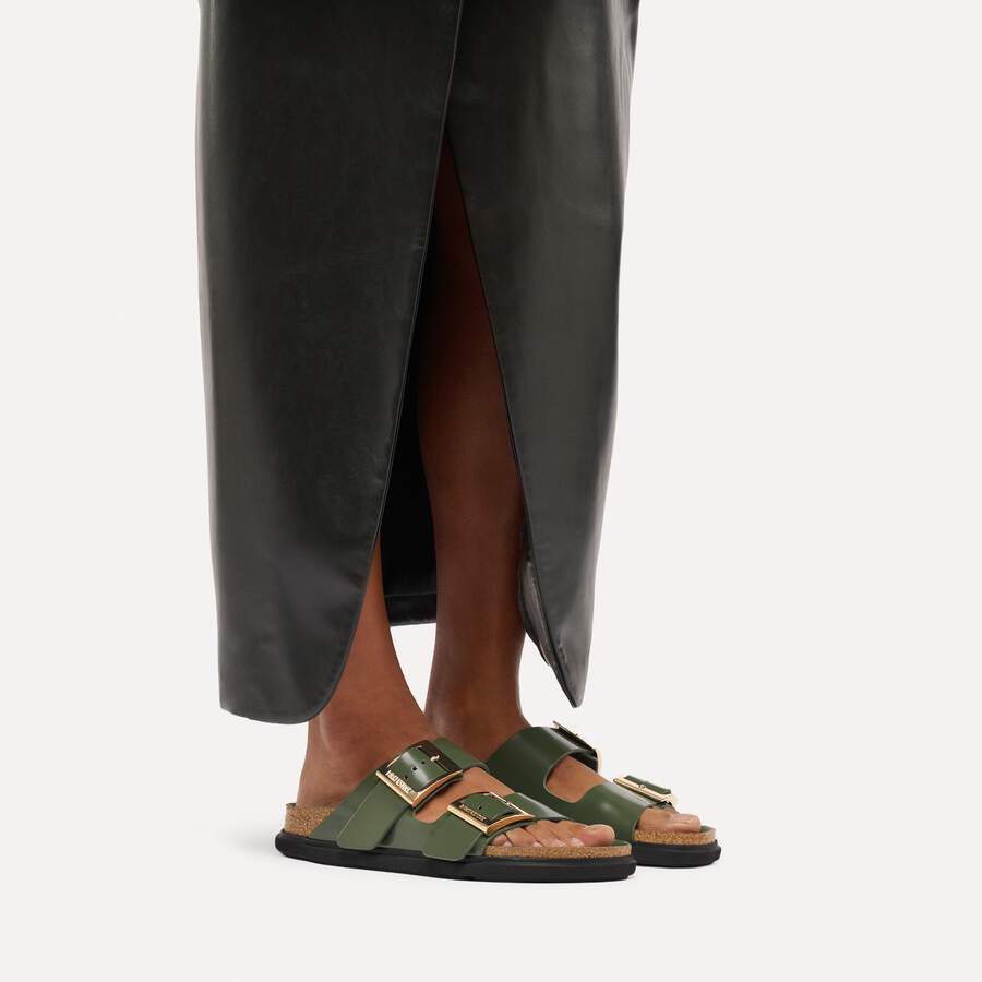 Arizona Droplet Buckle Natural Leather Patent - High-Shine Thyme