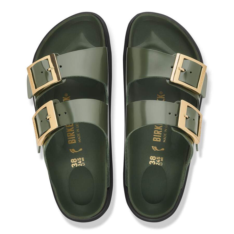 Arizona Droplet Buckle Natural Leather Patent - High-Shine Thyme