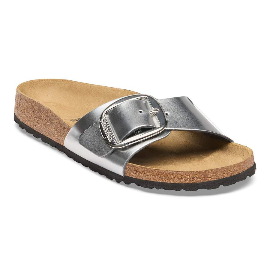 Madrid Big Buckle Natural Leather - Metallic Silver