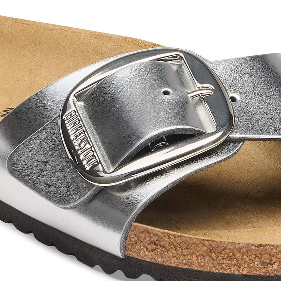 Madrid Big Buckle Natural Leather - Metallic Silver
