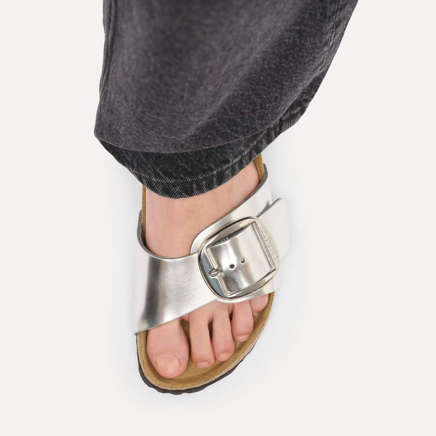 Madrid Big Buckle Natural Leather - Metallic Silver
