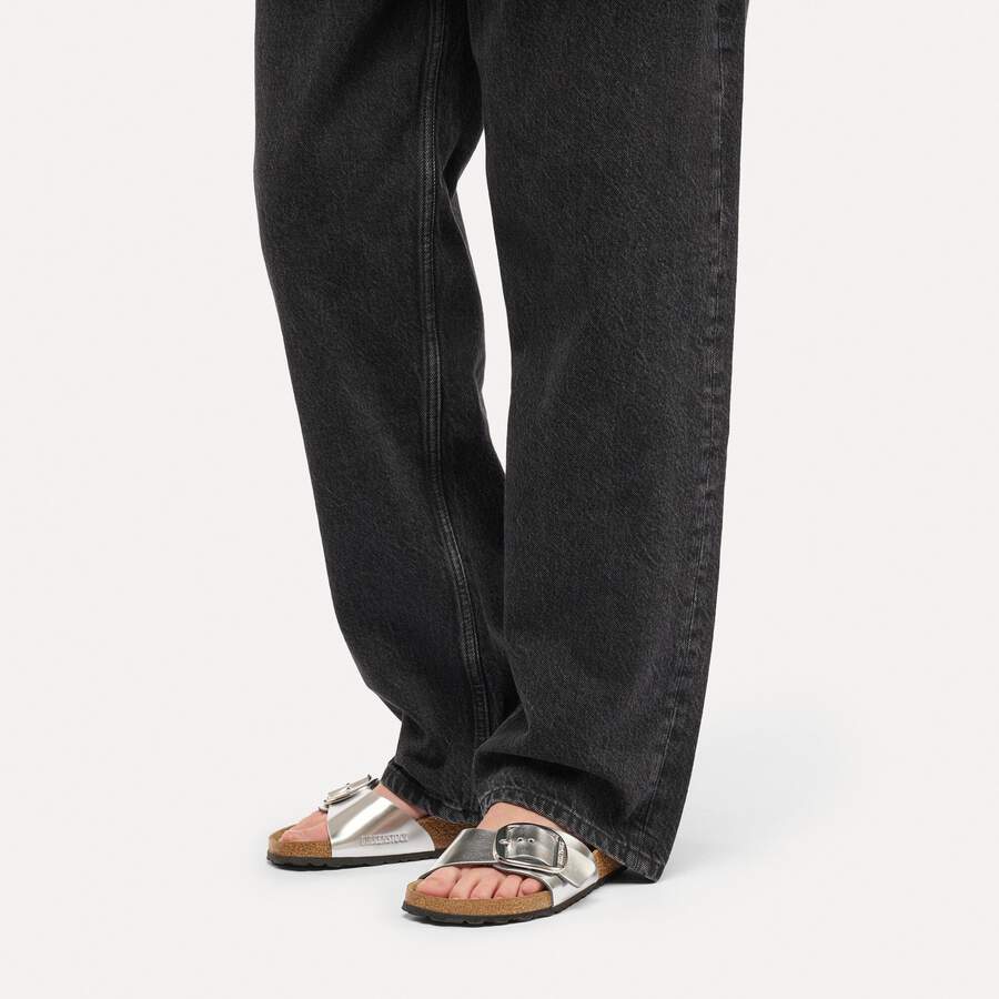 Madrid Big Buckle Natural Leather - Metallic Silver