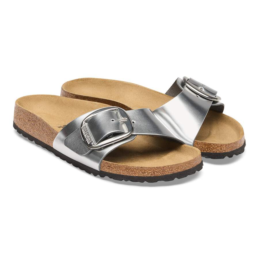 Madrid Big Buckle Natural Leather - Metallic Silver