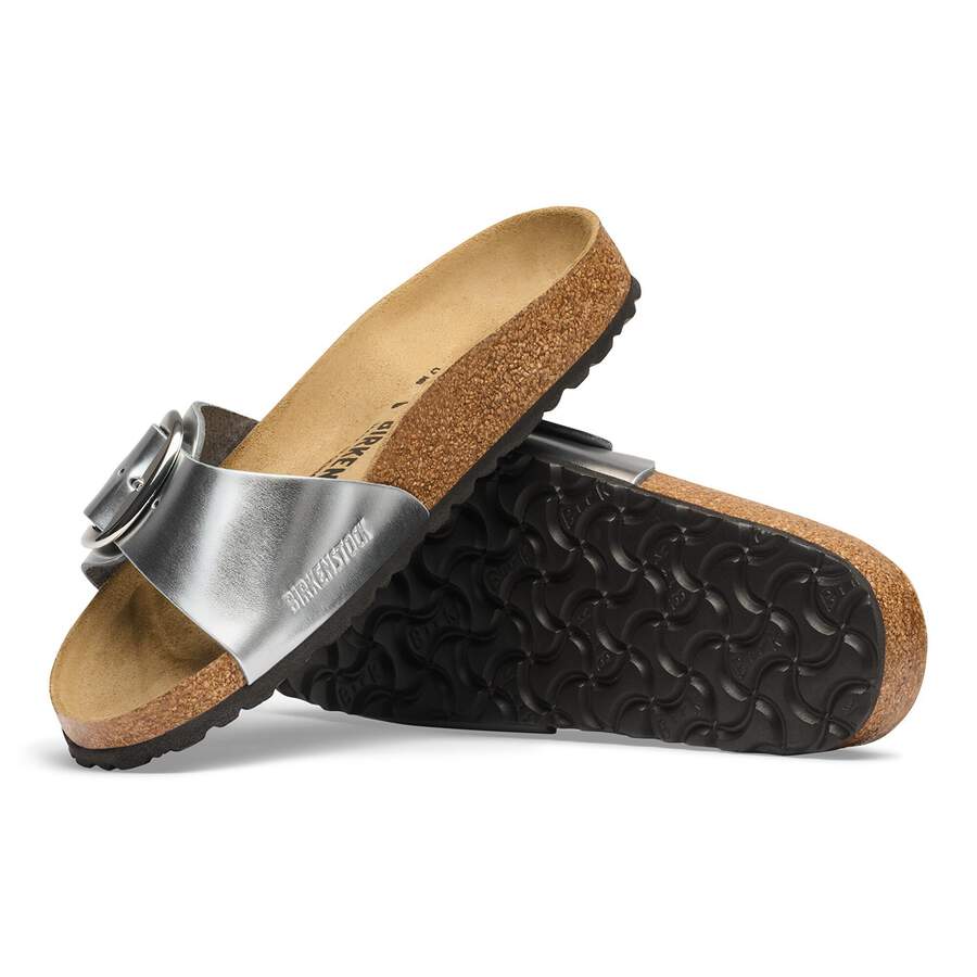 Madrid Big Buckle Natural Leather - Metallic Silver