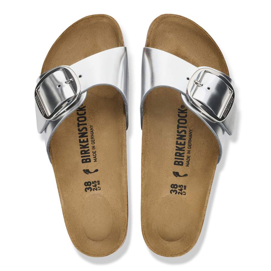 Madrid Big Buckle Natural Leather - Metallic Silver