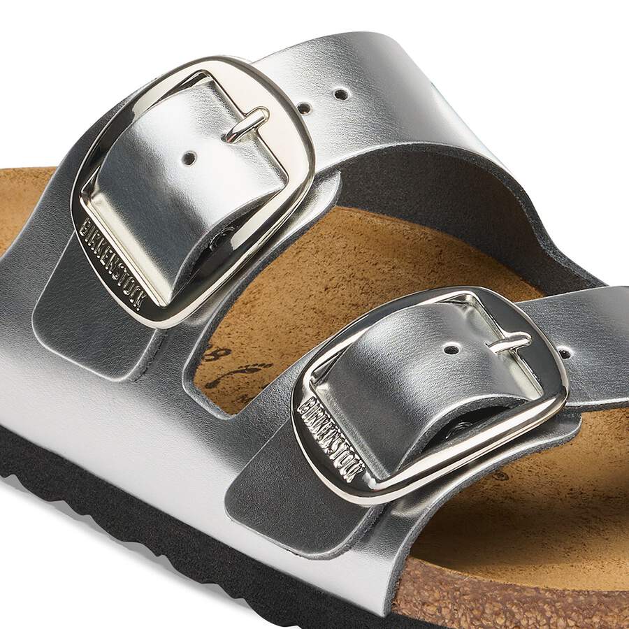 Arizona Big Buckle Natural Leather - Metallic Silver