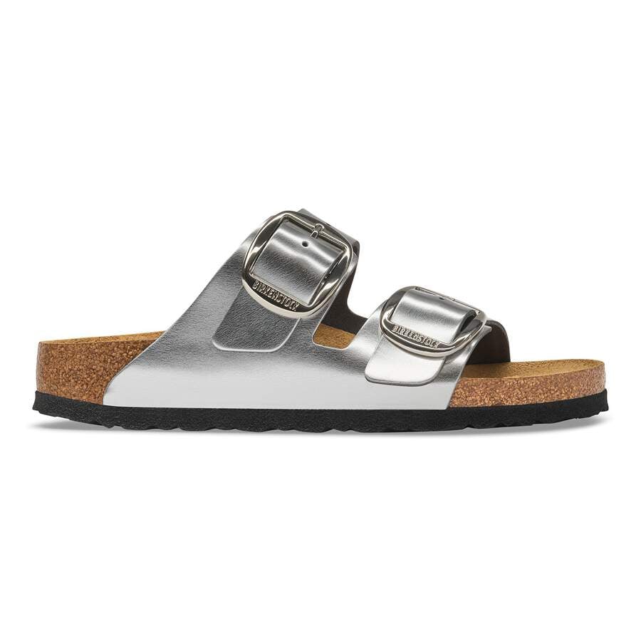 Arizona Big Buckle Natural Leather - Metallic Silver