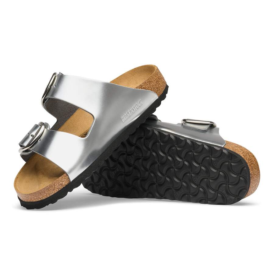 Arizona Big Buckle Natural Leather - Metallic Silver