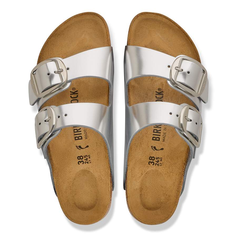 Arizona Big Buckle Natural Leather - Metallic Silver