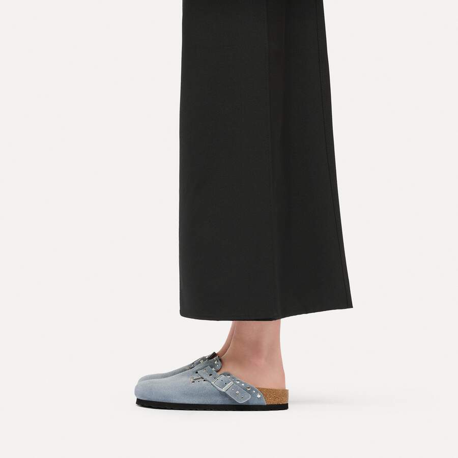Boston Rivet Suede Leather - Stone Blue