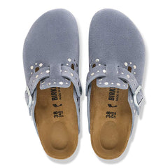 Boston Rivet Suede Leather - Stone Blue