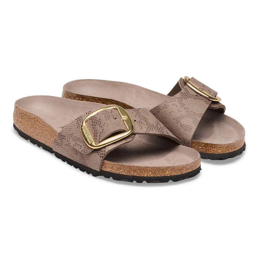Madrid Big Buckle Synthetik - Python Gray Taupe