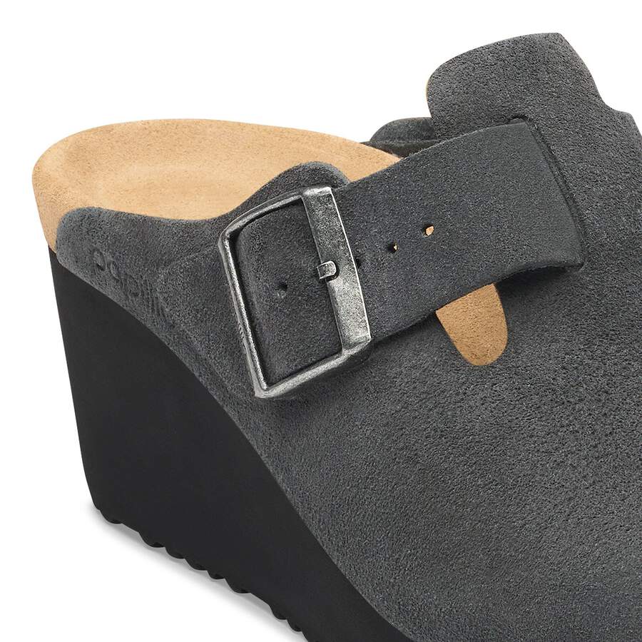 Fanny Suede Leather - Charcoal/Black