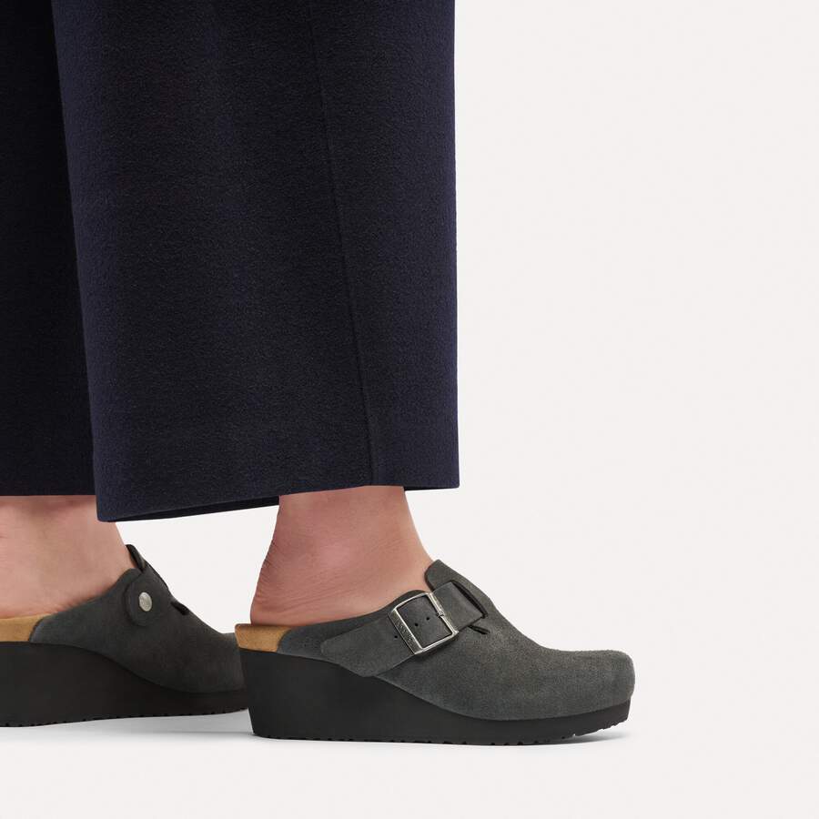 Fanny Suede Leather - Charcoal/Black